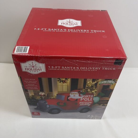 Santa's Delivery Truck Squirl & Sack 7.5 Foot Air blown Inflatables Holiday Time - Picture 7 of 11